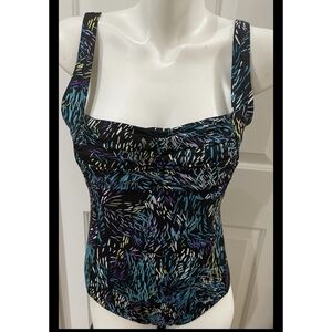 Calvin Klein Swimwear One Piece Swimsuit Bathing Suit Size 12 Black White Teal